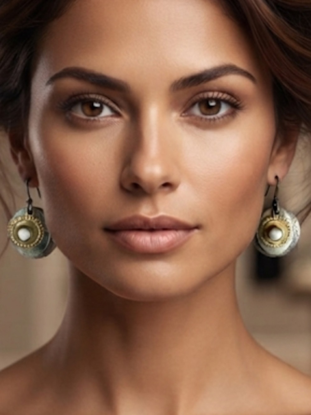 Gold & Silver Drop Earrings with White Accent